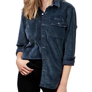 Lucky Brand Tops Blue Velvet Utility Button Down Size Large